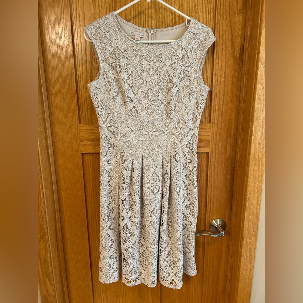 CB Established 1962 Beige Crocheted Sleeveless Dress 8